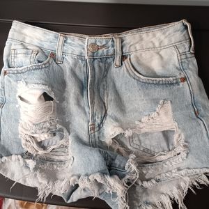 Women's high waist blue jeans shorts